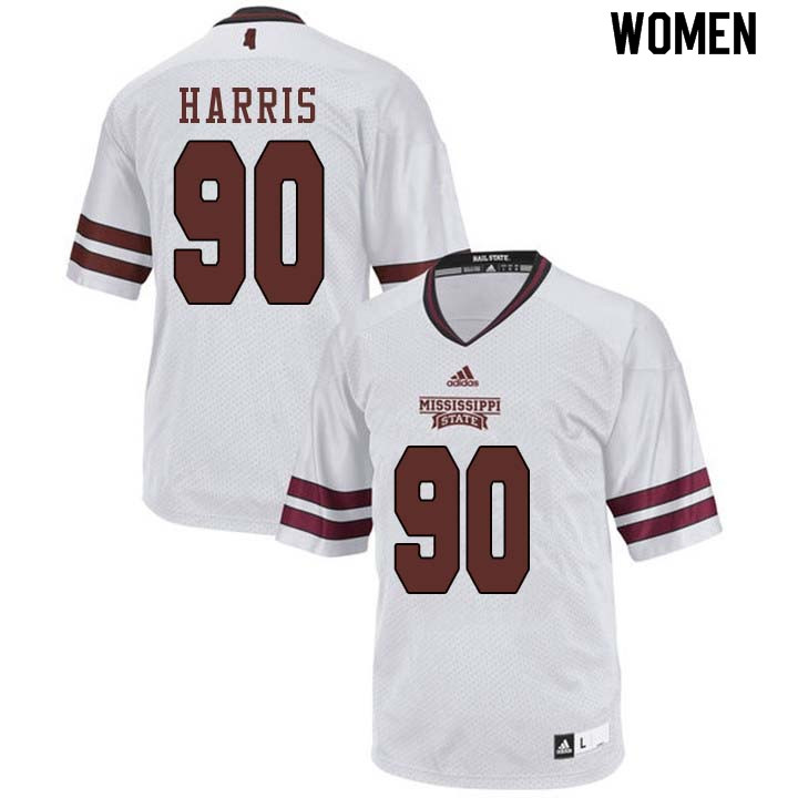 Women #90 Grant Harris Mississippi State Bulldogs College Football Jerseys Sale-White